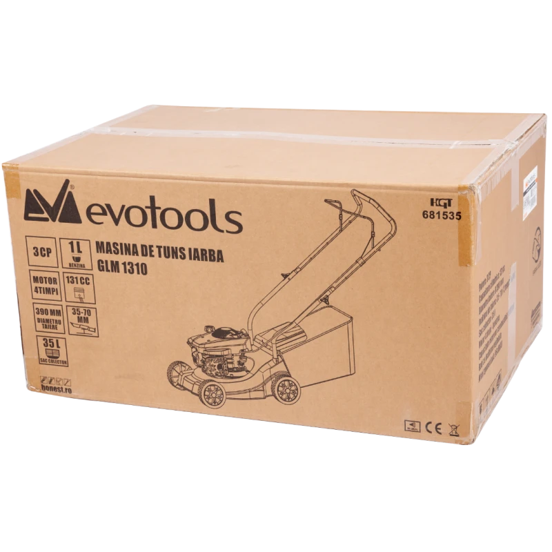 Masina de tuns iarba EvoTools GLM1310 681535, 3 CP, 131 cm3, latime taiere 39 cm, sac 35L