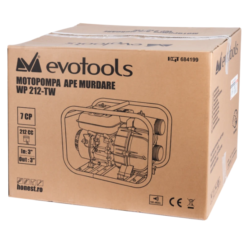 Motopompa ape murdare EvoTools WP212-TW, 7 CP, 3 inch, debit 55 m3/h