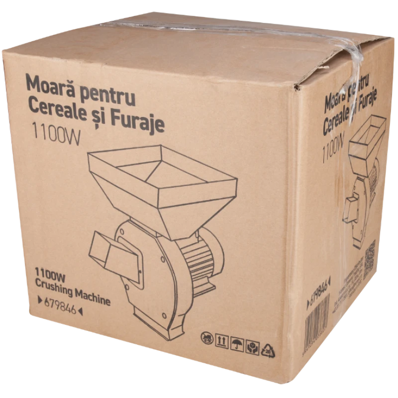 Moara electrica pentru cereale si furaje EvoTools 679846, 1100W, 2850 rpm, 4 site, 20 cutite