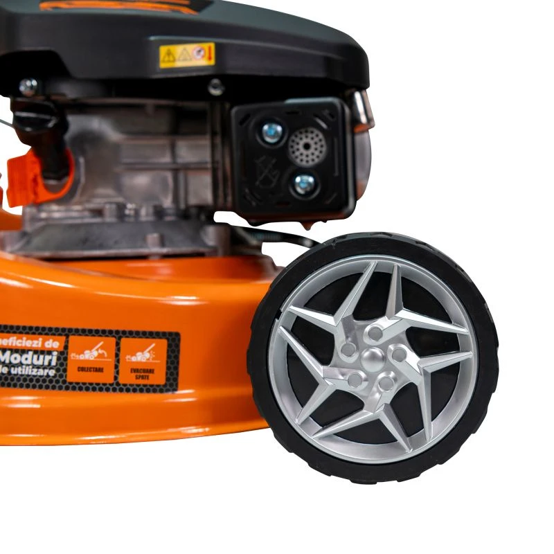 Masina de tuns gazon/iarba autopropulsata pe benzina Ruris Dac 110XLS, putere 3.3 CP, 131 CC, 4 timpi, 40 cm latime lucru, 5 trepte de taiere, inaltime taiere 25 - 65 mm, sac colector 45 L