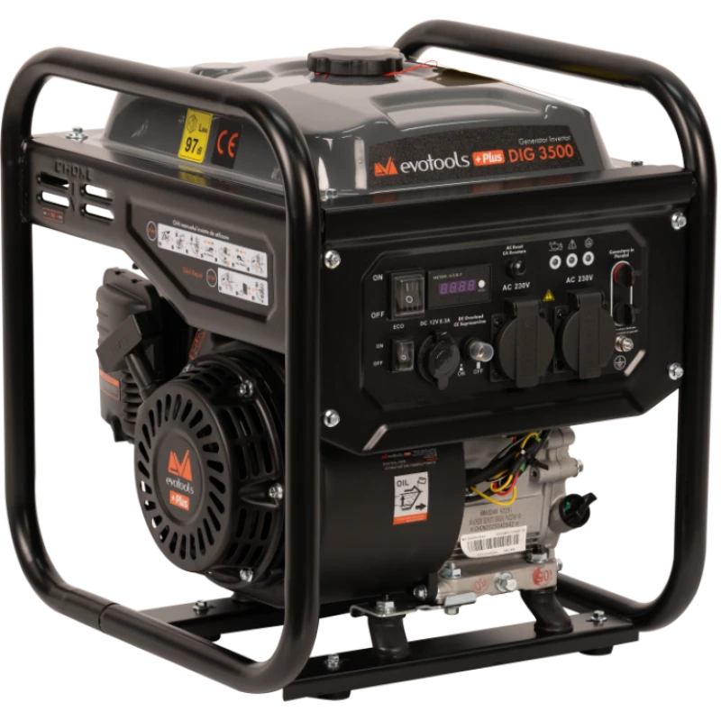 Generator de curent Invertor 3500W, silentios, 4 timpi, 3 ani garantie, Evotools Plus
