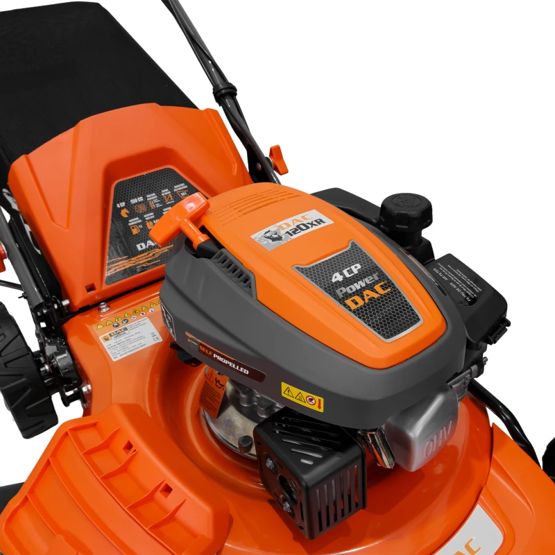 Masina de tuns gazon pe benzina DAC 120XR, autopropulsata, motor Ducar 4 CP, latime taiere 46 cm, colectare si mulching