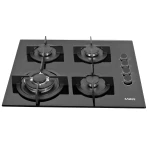 Plita pe gaz incorporabila Samus PSG-64SG6, 4 arzatoare, putere 8 kW, aprindere electrica, dispozitiv siguranta arzatoare, suport din sticla, gratar font