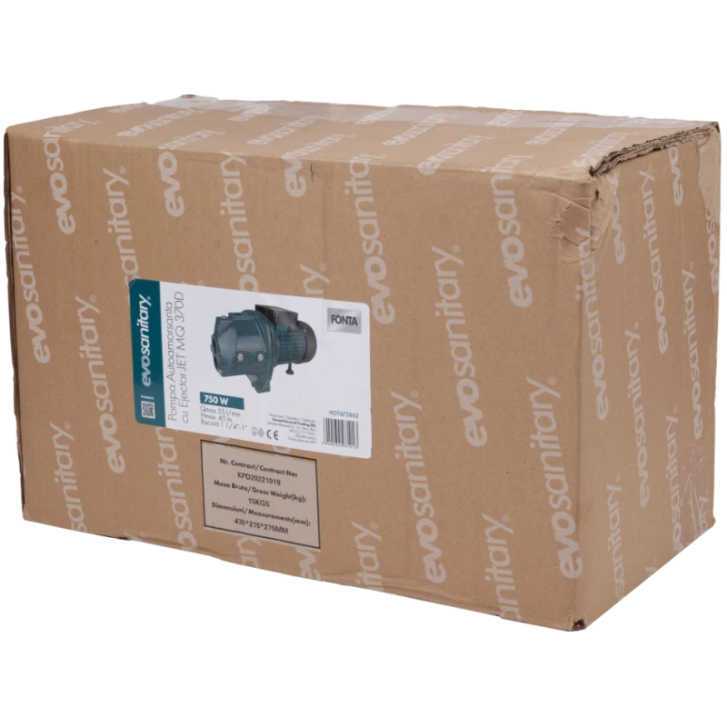 Pompa autoamorsanta cu ejector EvoSanitary JetMQ370D, 750W, 55 L/min, H max 45 m, aspiratie 20 m