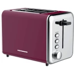 Prajitor de paine Heinner TP-1000BG, 850W, 2 felii, 7 niveluri rumenire, decongelare, reincalzire, visiniu