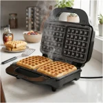 Sandwich maker Heinner SM-2H900BKS, 900W, 2 sandwich-uri, placi detasabile grill si waffle, negru/rosu sidef