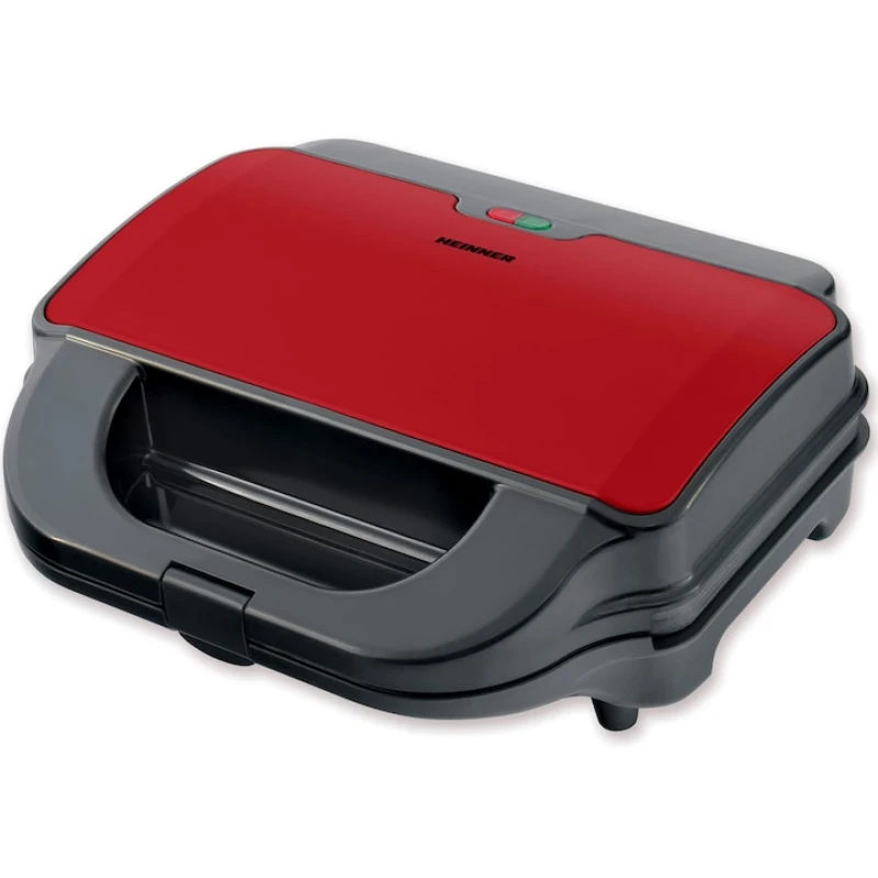 Sandwich maker Heinner SM-2H900BKS, 900W, 2 sandwich-uri, placi detasabile grill si waffle, negru/rosu sidef