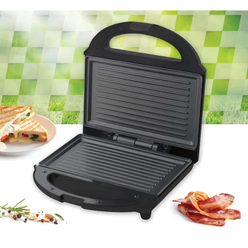 Sandwich maker Heinner SM-H700BK, 700W, 2 sandwich-uri, placi grill antiaderente, negru