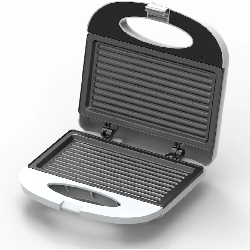 Sandwich maker Heinner SM-K750FGWH, 750W, 2 sandwich-uri, placi grill antiaderente, protectie supraincalzire, alb