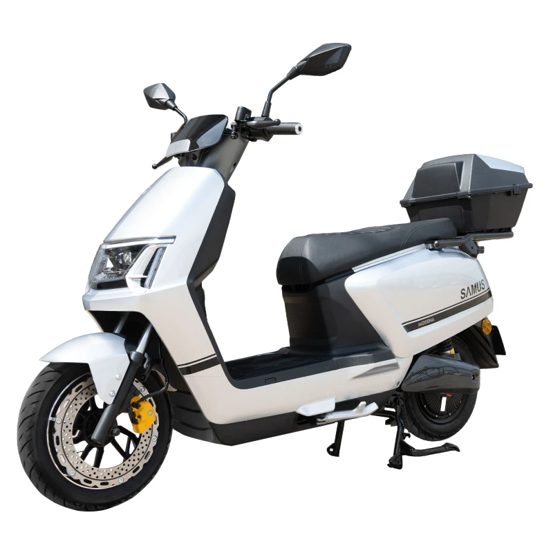 Scuter electric Samus MODENA-25-12T2000-72V23-Silver, putere maxima 2000W, Autonomie 85 km, viteza maxima de 25 km/h, conform reglementarilor UE, fara permis