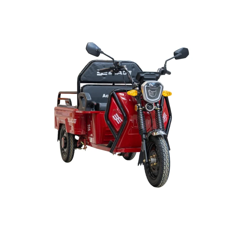 Triciclu Cargo electric BLADE Active R6 1300W, autonomie pana la 50 km, baterie plumb-acid 72 V/20 Ah, viteza maxima de 25 km/h, conform reglementarilor UE, fara permis, Rosu-Negru