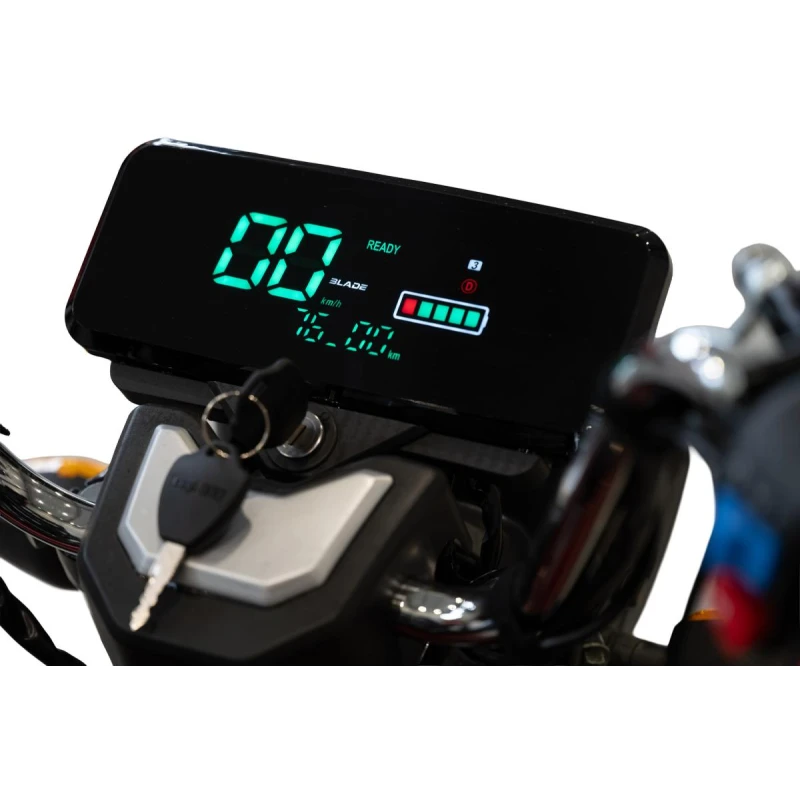 Triciclu Cargo electric BLADE Active R6 1300W, autonomie pana la 50 km, baterie plumb-acid 72 V/20 Ah, viteza maxima de 25 km/h, conform reglementarilor UE, fara permis, Rosu-Negru