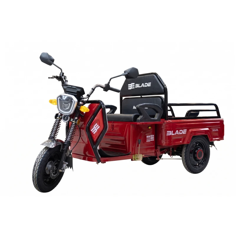 Triciclu Cargo electric BLADE Active R6 1300W, autonomie pana la 50 km, baterie plumb-acid 72 V/20 Ah, viteza maxima de 25 km/h, conform reglementarilor UE, fara permis, Rosu-Negru