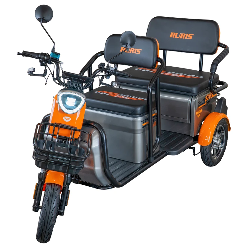 Triciclu electric RURIS PILOT 3040G, 2000W, baterie 72V 20Ah, autonomie 50 km, 25 km/h, 2 locuri, viteza maxima de 25 km/h, conform reglementarilor UE, fara permis