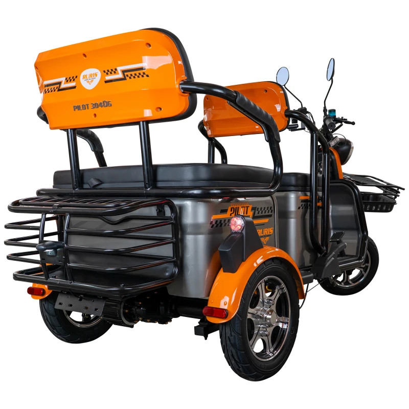 Triciclu electric RURIS PILOT 3040G, 2000W, baterie 72V 20Ah, autonomie 50 km, 25 km/h, 2 locuri, viteza maxima de 25 km/h, conform reglementarilor UE, fara permis