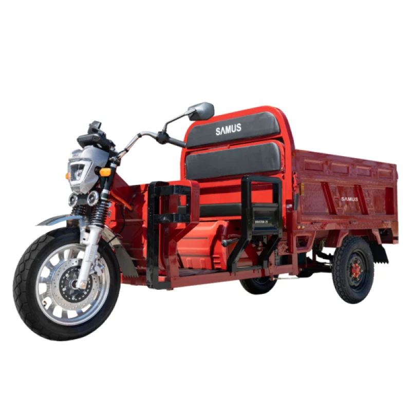 Triciclu electric, Samus Cargo Houston-25-1.5-72V45 Red, 16 inch, putere maxima 3900W, acumulator 72V 45Ah, autonomie 70 km, viteza maxima de 25 km/h, conform reglementarilor UE, fara permis