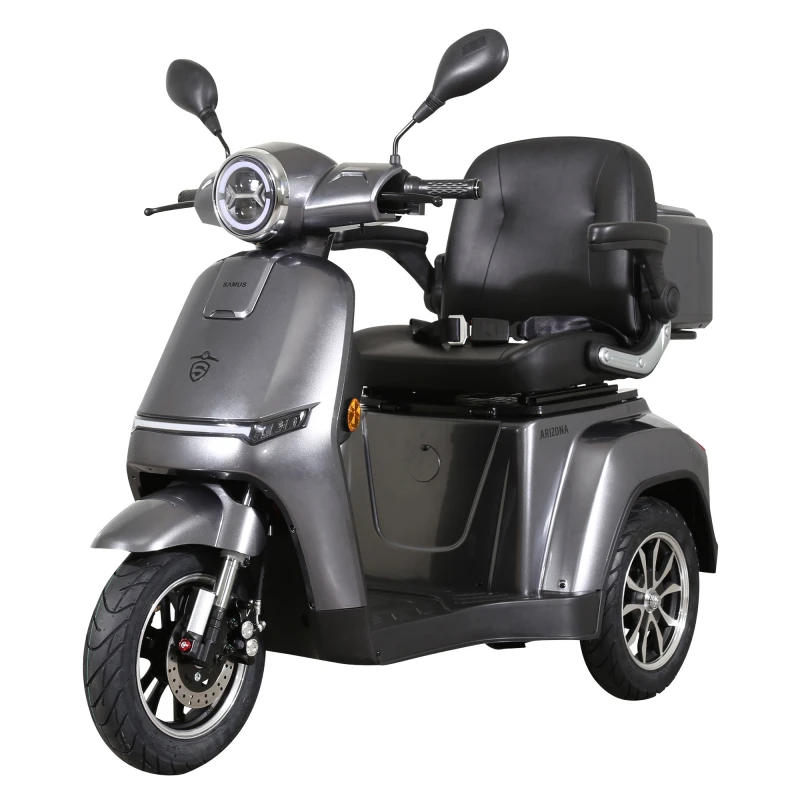 Triciclu electric, tricicleta, Samus Arizona-3R1-10T1000-60V20 Silver, motor 1000 W, acumulator 60V 20Ah, autonomie 50 km, viteza maxima de 25 km/h, conform reglementarilor UE, fara permis