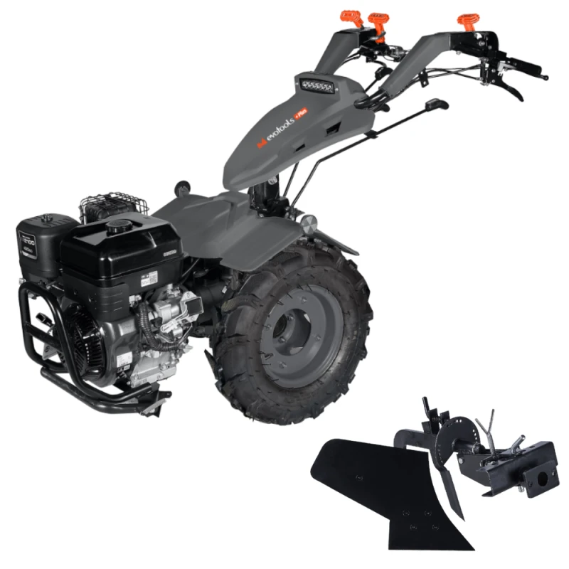 Motocultivator Evotools PLUS, Loncin MT760, Pornire Electrica, 13CP, pe benzina, 4 timpi racit cu aer, diferential blocabil, plug