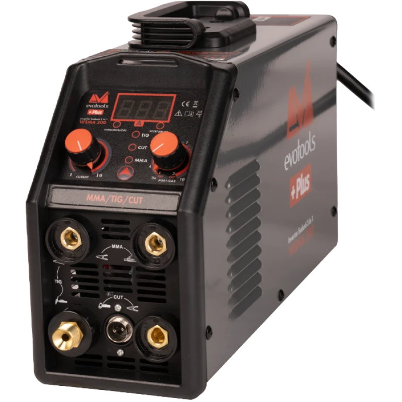 Invertor Sudura 3 in 1 cu Afisaj LED, WSMA200 EvoTools + Plus, Sudura MMA, Sudura TIG, Taiere cu plasma CUT