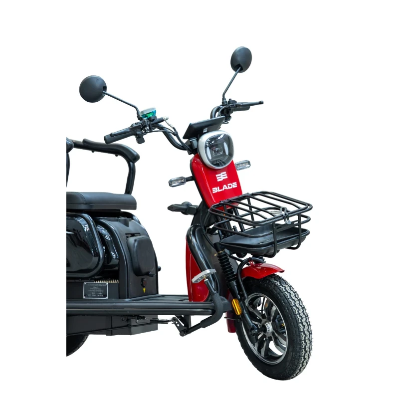 Triciclu electric persoane BLADE VIVA 14, 1200W, 60V 20Ah, autonomie 50 km, viteza maxima de 25 km/h, conform reglementarilor UE, fara permis, Rosu-Negru