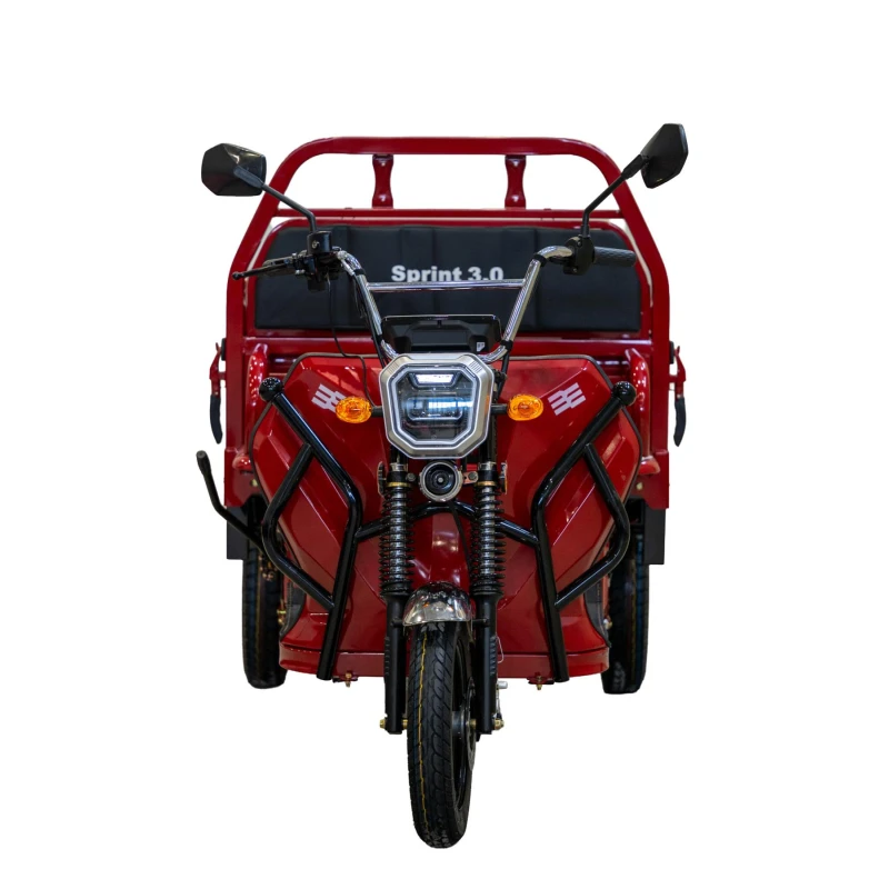Triciclu Cargo electric BLADE Sprint 3.0 - 2000W, autonomie pana la 70 km, baterie plumb-acid 72V 45Ah, viteza maxima de 25 km/h, conform reglementarilor UE, fara permis, Rosu-Negru