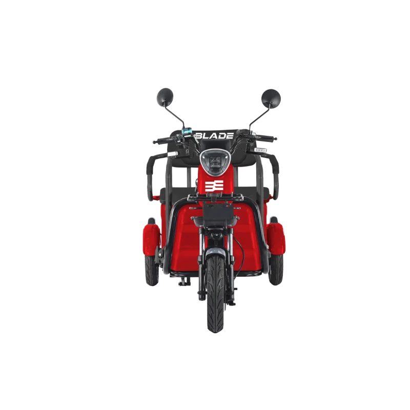 Triciclu electric Blade TRIP X2 2000 W, autonomie pana la 70 km, baterie plumb- acid 72 V 20 Ah, viteza maxima de 25 km/h, conform reglementarilor UE, fara permis, Rosu-Negru