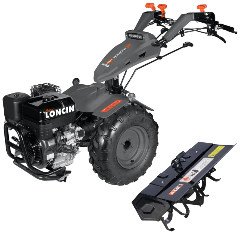 Motocultivator Evotools PLUS MT760A, motor benzina Loncin, 4 timpi, 420 CC, 15 CP, 11.1 kW, 5 trepte viteza, pornire la cheie, diferential blocabil, freza tractata
