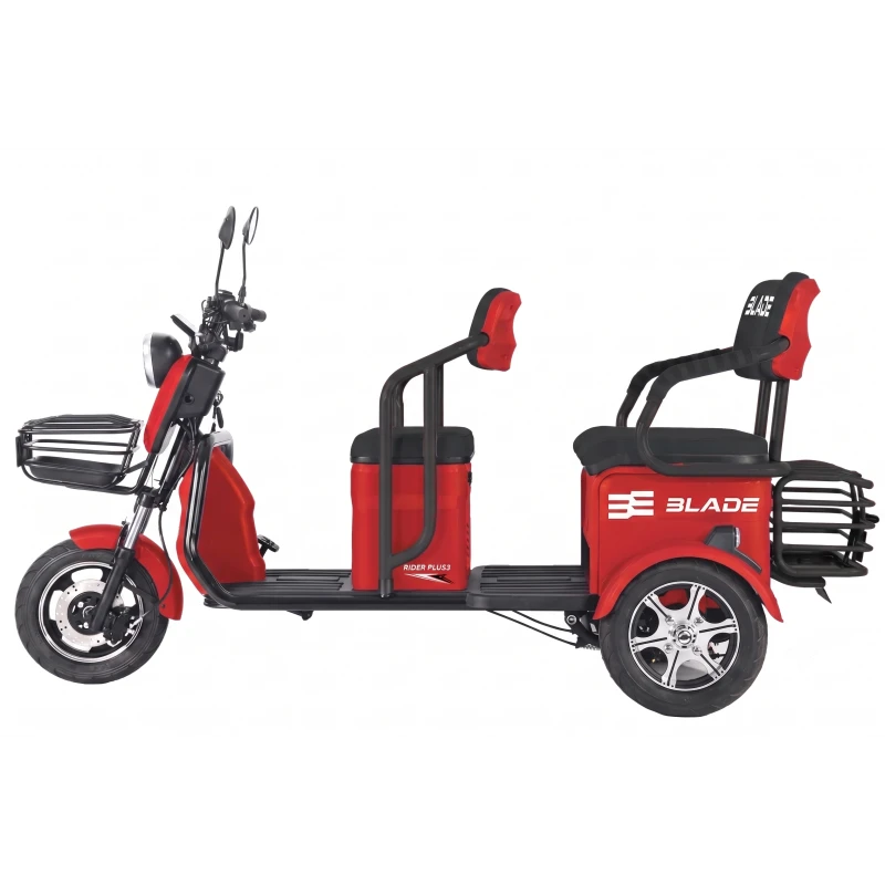 Triciclu electric Blade TRIP X2 2000 W, autonomie pana la 70 km, baterie plumb- acid 72 V 20 Ah, viteza maxima de 25 km/h, conform reglementarilor UE, fara permis, Rosu-Negru