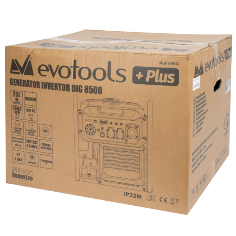 Generator Invertor DIG8500 EvoTools +Plus, 8500 W, 230 V, Pornire Electrica, Telecomanda, USB Type-A si Type-C
