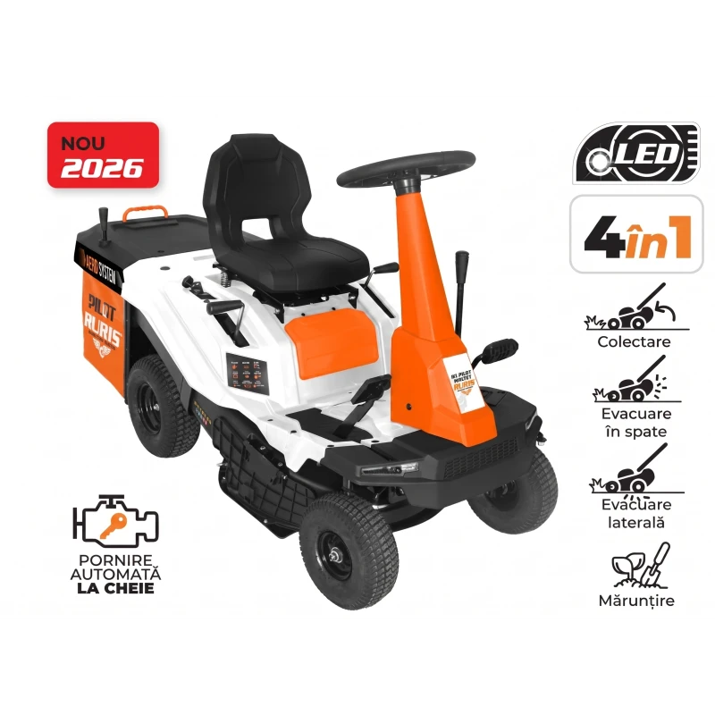 Tractoras de tuns gazon RURIS RX PILOT 003CVT, Motor Rato 7.5 CP, Transmisie CVT, Latime 61 cm