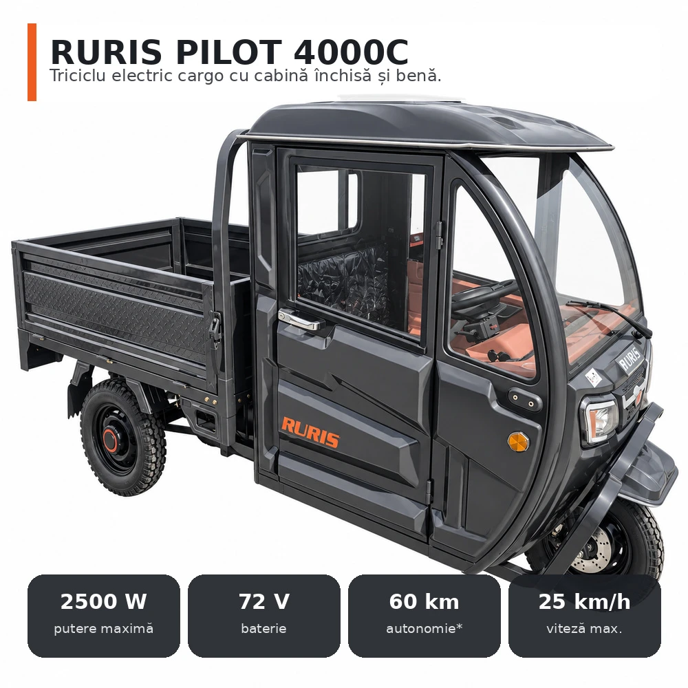 Triciclu electric cargo RURIS PILOT 4000C